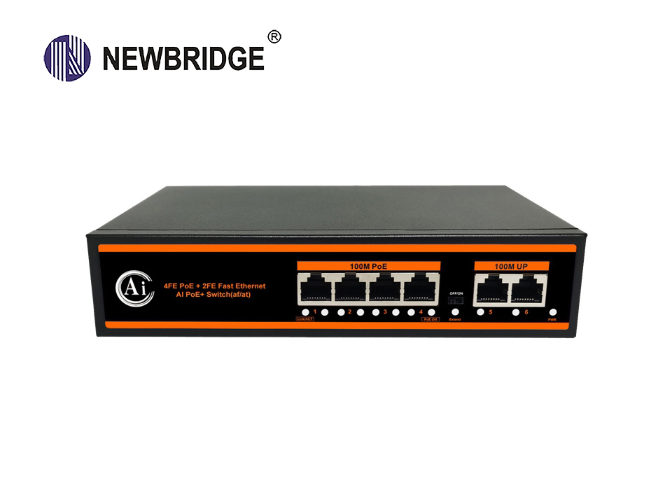 4 port PoE 10/100Mbps+2 LAN 10_100Mbps,65W ND-AHP0420 AI PoE Switch