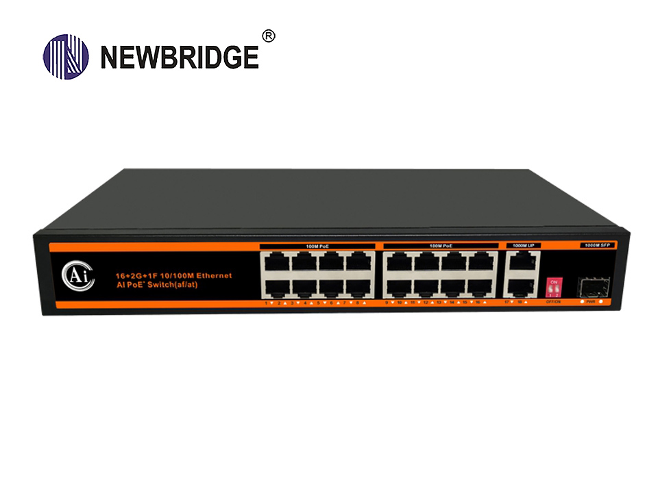 16 port PoE 10_100Mbps+2 LAN 1Gbps+1*1Gbps SFP,300W  ND-AHP1621G AI PoE Switch