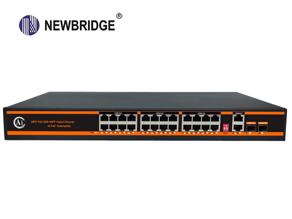 24 port PoE 10/100Mbps+2 LAN 1Gbps+2*1Gbps SFP,300W ND-AHP2422G AI PoE Switch