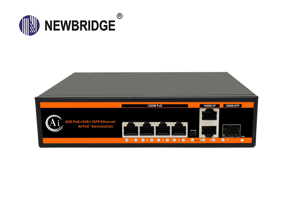 4 port 10/100/1000Mbps PoE+2 Gigabit Ethernet Port+1 Gigabit SFP Fiber Port|ND-AHPG0421 AI PoE Switc