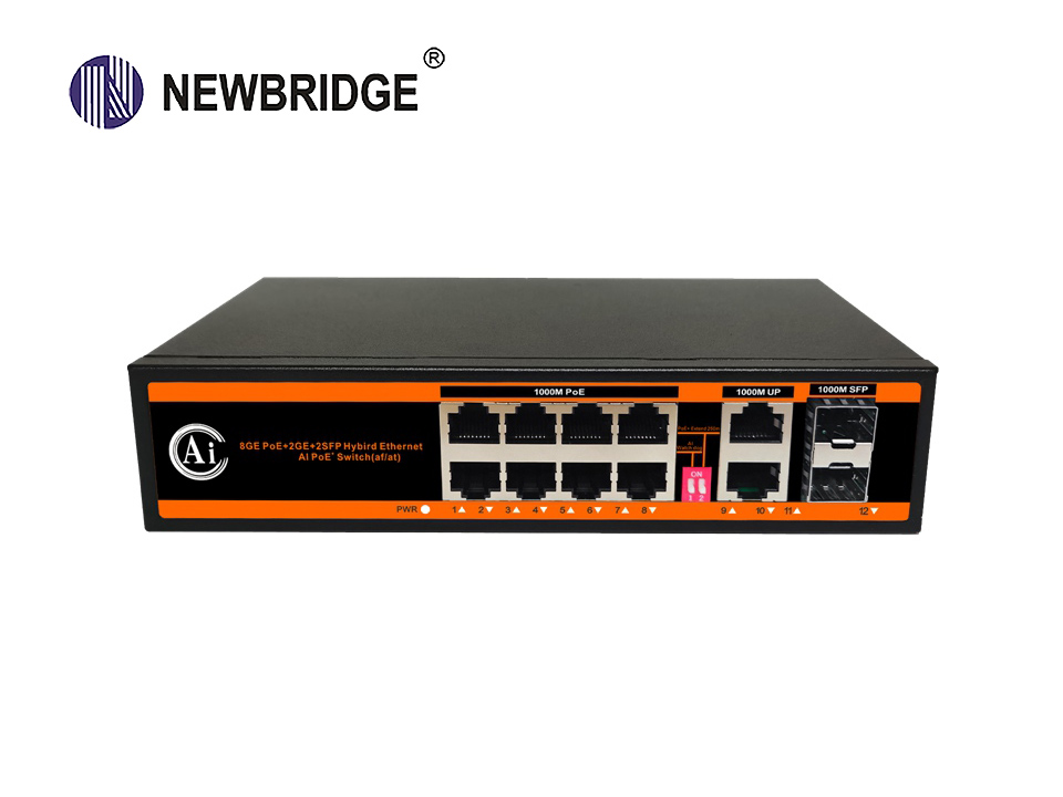 8 port 10/100/1000Mbps PoE+2 Gigabit Ethernet Port+2 Gigabit SFP Fiber Port|ND-APG0822 AI PoE Switch