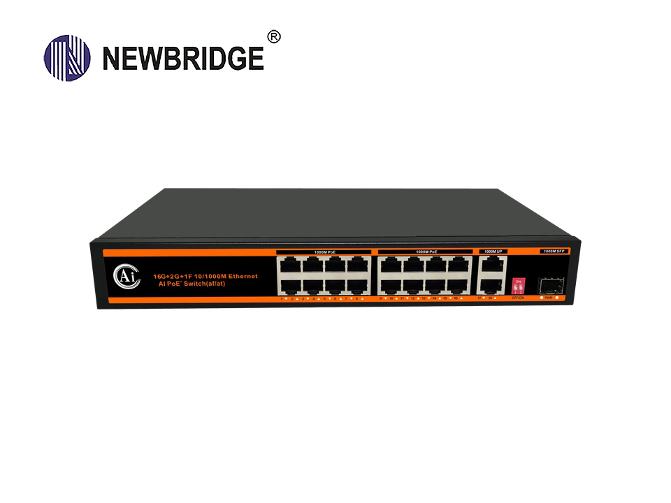 16 port 10/100/1000Mbps PoE+2 Gigabit Ethernet Port+1 Gigabit SFP Fiber Port|ND-APG1621 AI PoE Switc