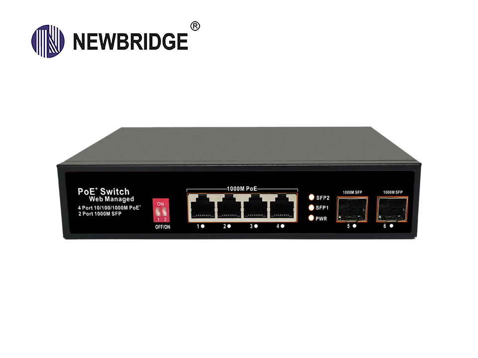 4 Port 10/100/1000Mbps+2 Port Gigabit SFP 65W|ND-GS0402FP Web-Managed PoE Switch 