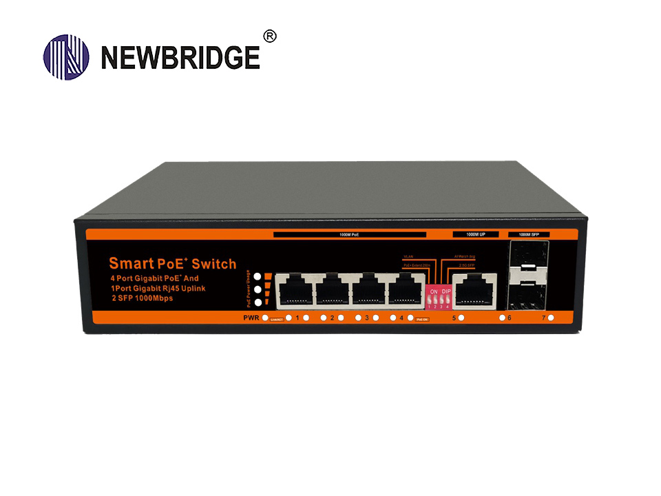 4 port 10/100/1000Mbps PoE+1 Gigabit Ethernet Port+2 Gigabit SFP Fiber Port|ND-GS0412SFP Smart PoE S