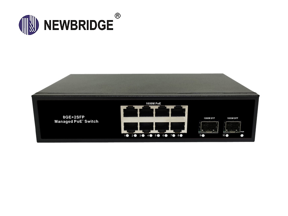 8 Port 10/100/1000Mbps+2 Port Gigabit SFP 150W|ND-GS0802FP Web-Managed PoE Switch 