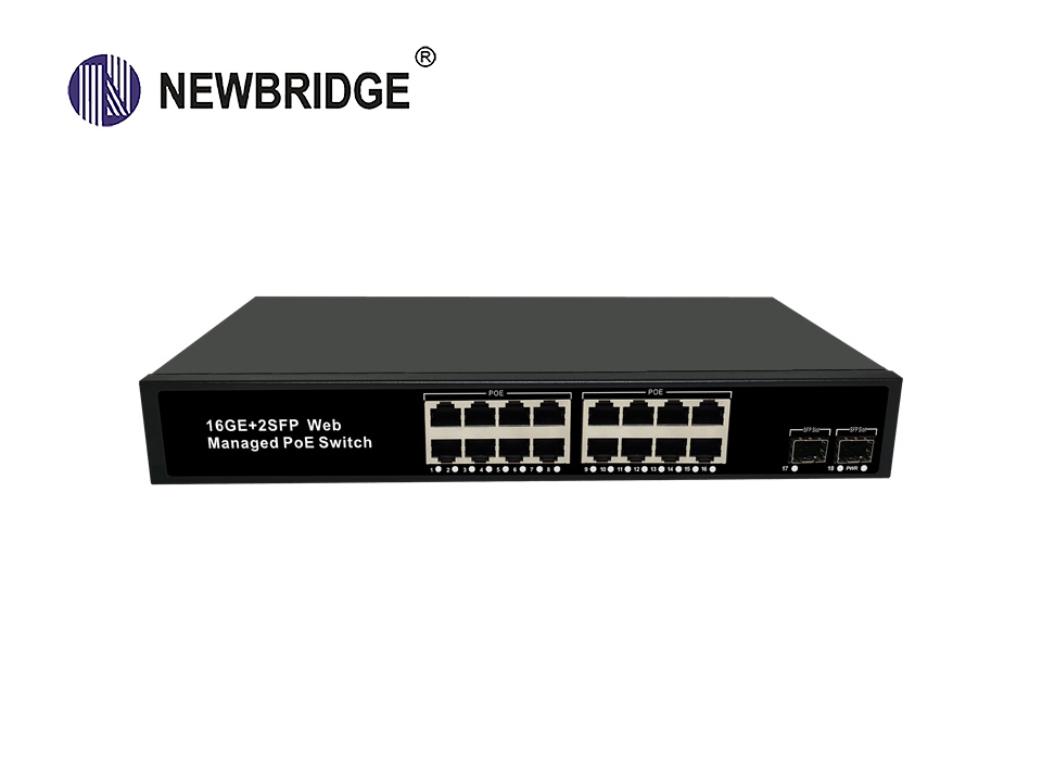 16 Port 10/100/1000Mbps+2 Port Gigabit SFP 300W|ND-GS1602FP Web-Managed PoE Switch 