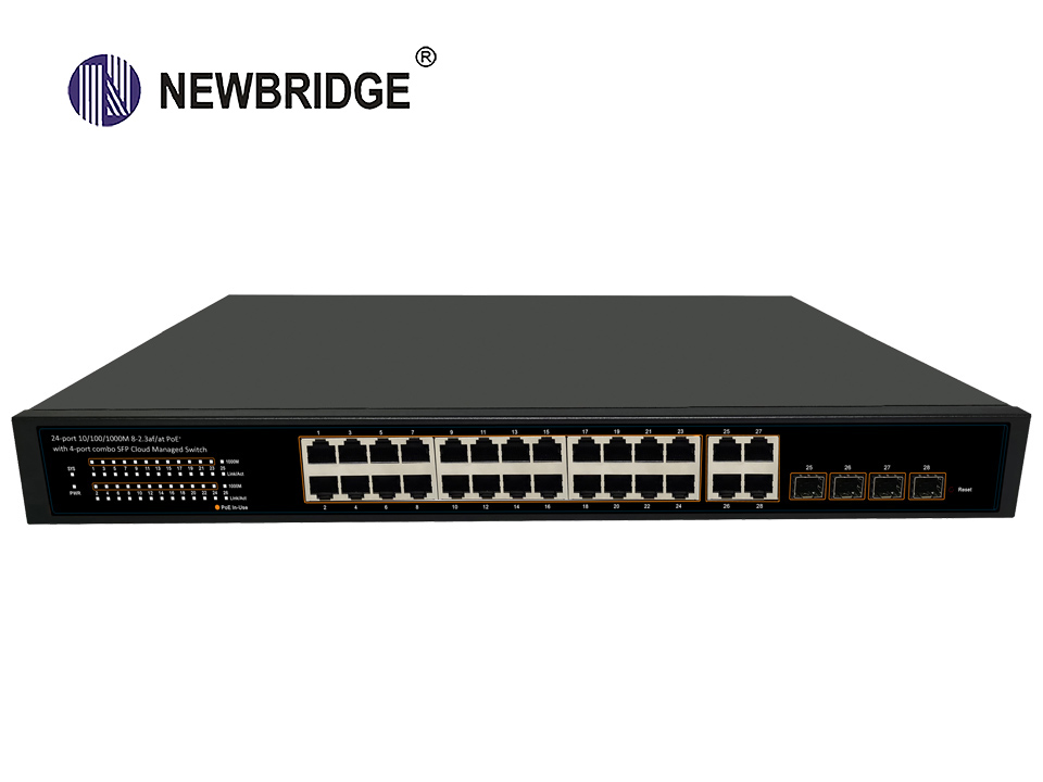 24 Port 10/100/1000Mbps+4 Port Gigabit SFP 300W power supply|Cloud-Managed PoE Switch ND-GS2428FCP