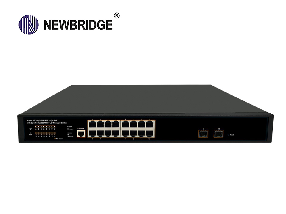 16 Port 10/100/1000Mbps+2 Port Gigabit SFP 300W 1 Console L2 managed PoE Switch|ND-GS3218FP