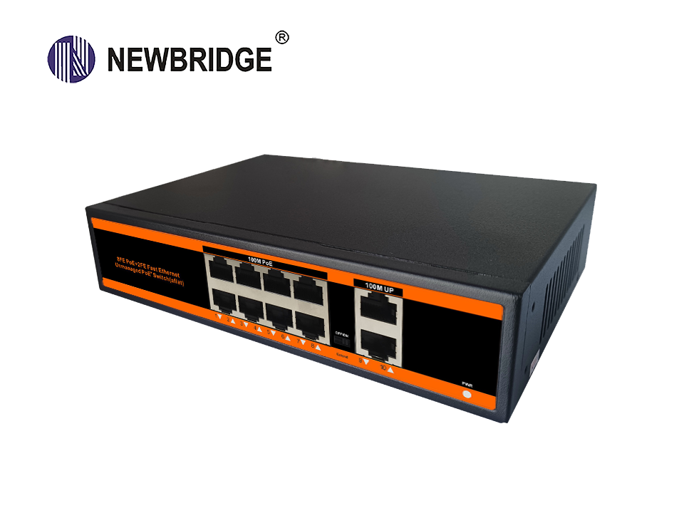 8 port PoE 10_100Mbps+2 LAN 10_100Mbps,120W power supply ND-HP0820 stantard PoE switch