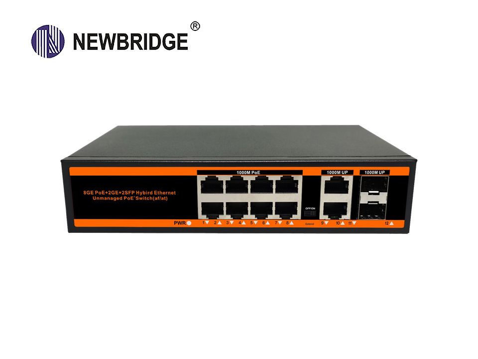 PoE Switch 8 port PoE 10/100/1000M 2 LAN and 2 Port Gigabit SFP 120W ND-HPG0822