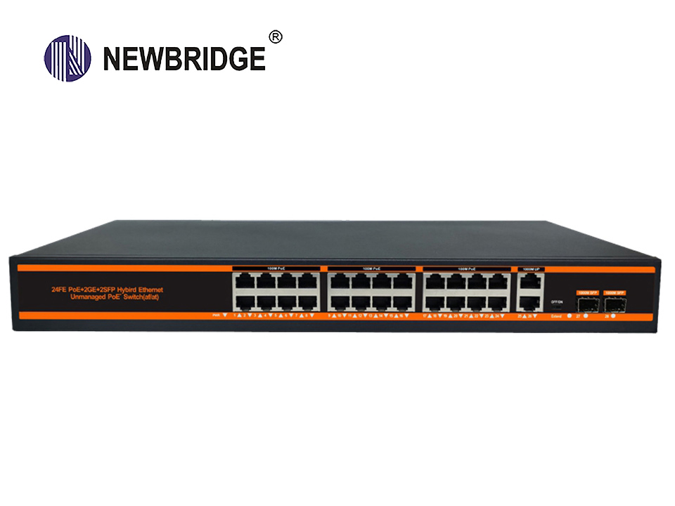 24 port PoE 10_100Mbps+2-port 1Gbps LAN+2*1Gbps SFP,300W ND-PS2422G Standard PSE PoE Switch