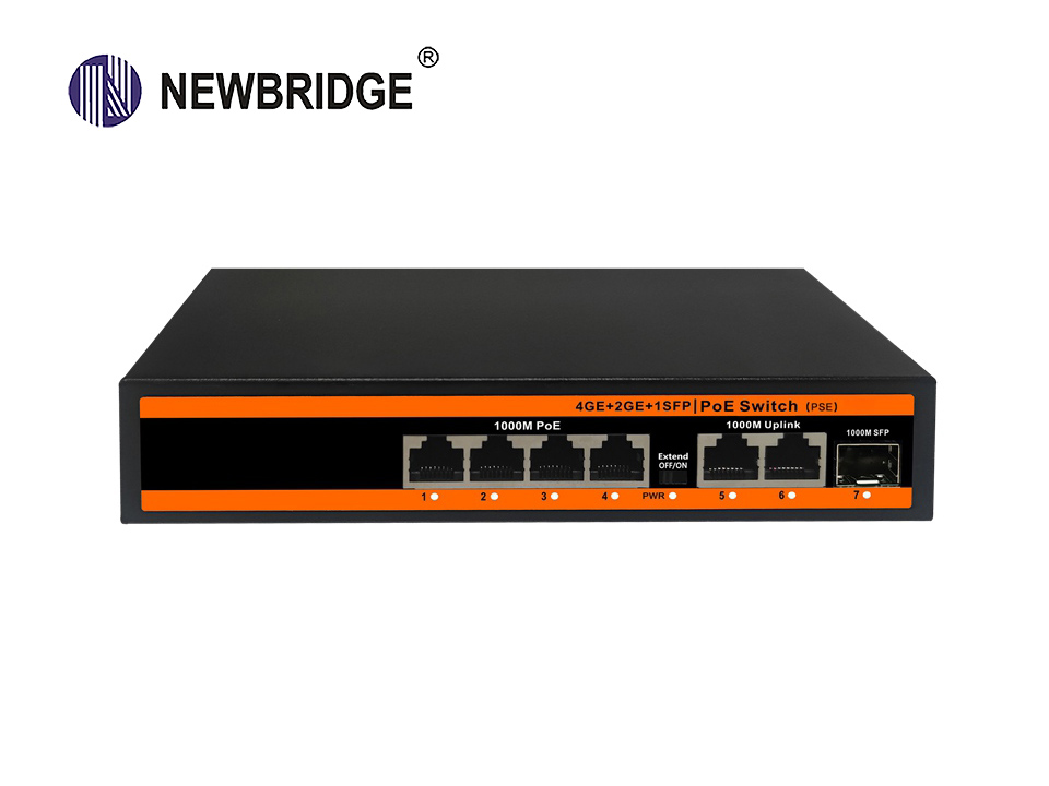 4 port 10/100/1000Mbps PoE+2 Port Gigabit Ethernet+1 Gigabit SFP Fiber Port|ND-PSG0421 Standard PoE 